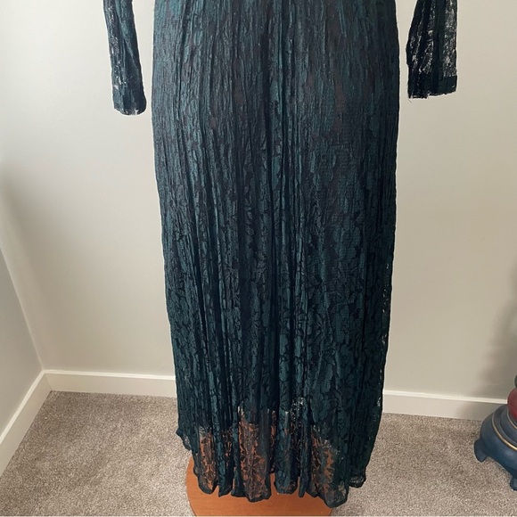 Vintage Essa Donna Green Lace Maxi Dress Witchy Gothic Whimsical 90s Wiccan - Picture 9 of 11